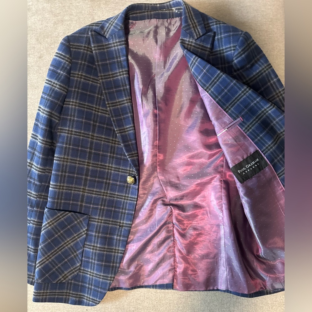 Blue Plaid Boys Suit (size 14-16)